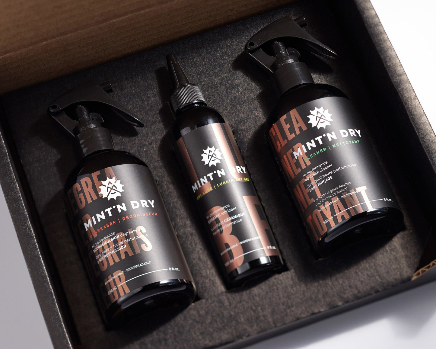 Kit d'entretien Essentiels / Conditions Sèches Lubrifiants Mint'N Dry