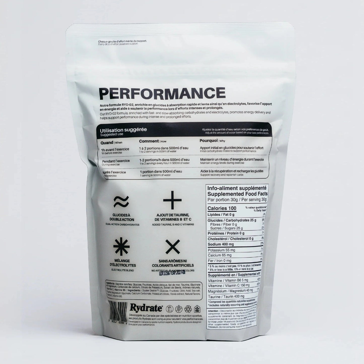 Rydrate - RYD-02 - Hydratation et Glucides Nutrition Rydrate 