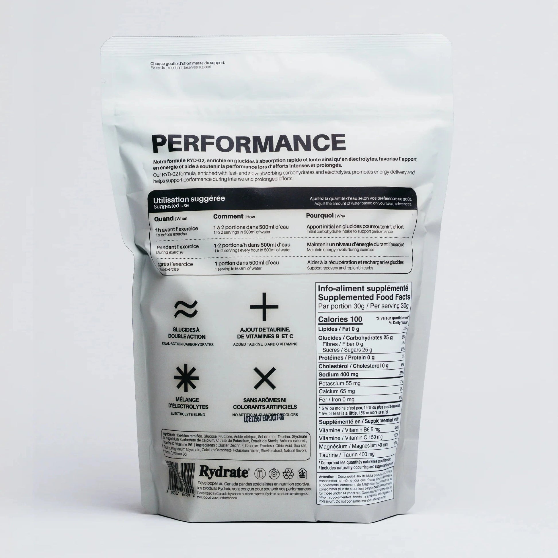 Rydrate - RYD-02 - Hydratation et Glucides Nutrition Rydrate 