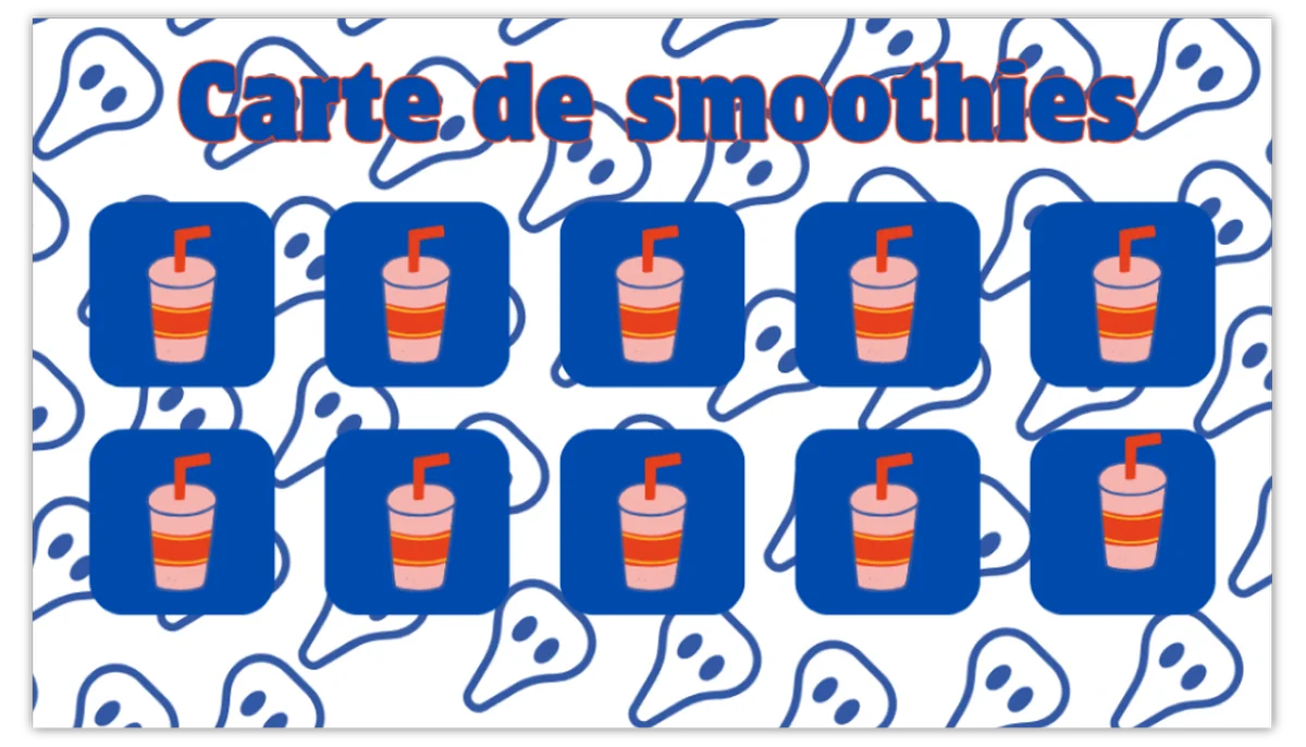 Carte de 10 Smoothies Protéïnés Carte-cadeau Vélo Cartel 
